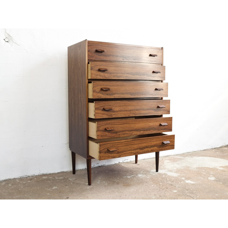 Vintage chest of 6 drawers in rosewood by Poul Volther for Munch Møbler Slagelse - 1960s