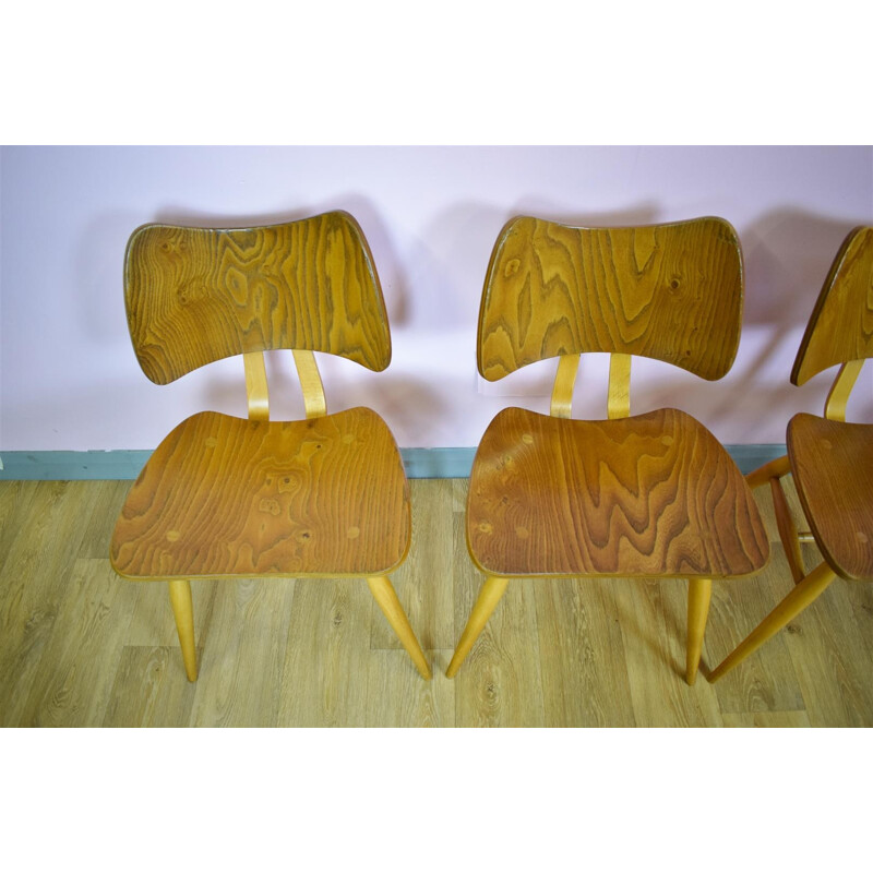 Set of 6 Vintage Ercol Elm Butterfly Dining Chairs - 1950s