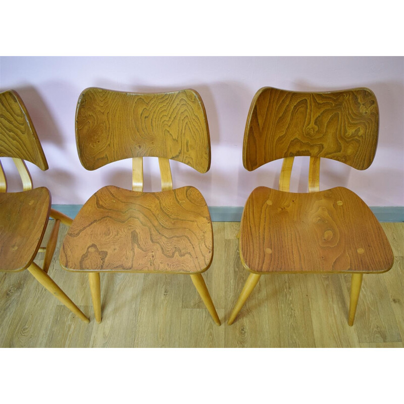 Set of 6 Vintage Ercol Elm Butterfly Dining Chairs - 1950s