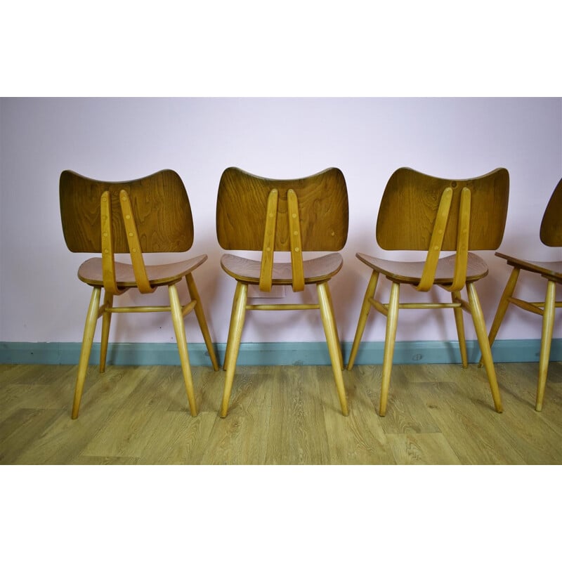 Set of 6 Vintage Ercol Elm Butterfly Dining Chairs - 1950s