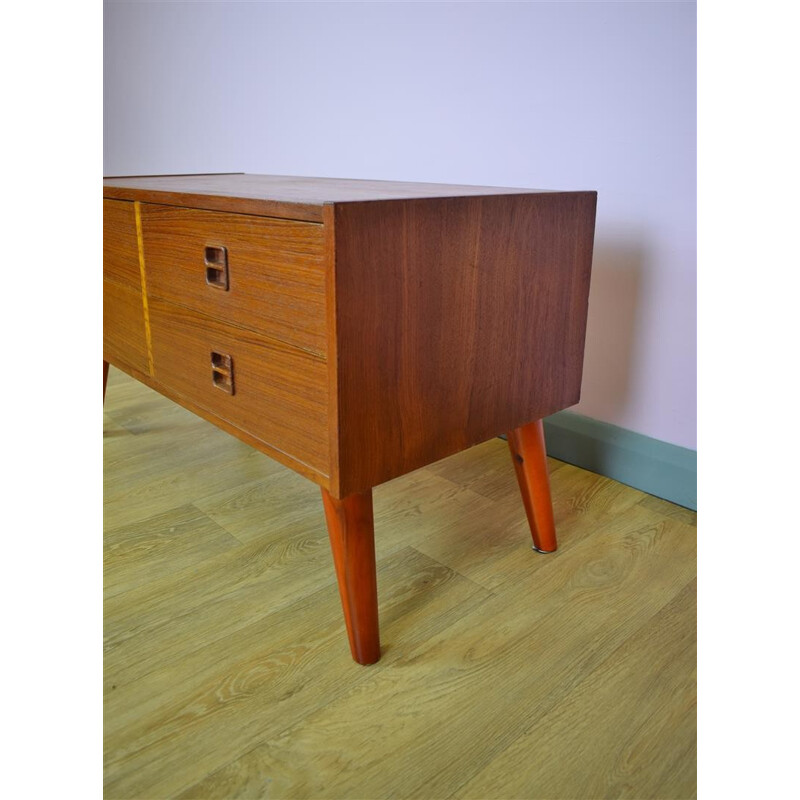 Vintage Danish Teak Low Sideboard TV Cabinet Chest - 1970s