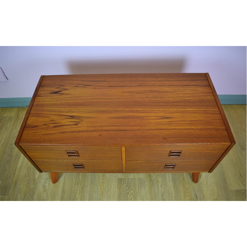 Vintage Danish Teak Low Sideboard TV Cabinet Chest - 1970s