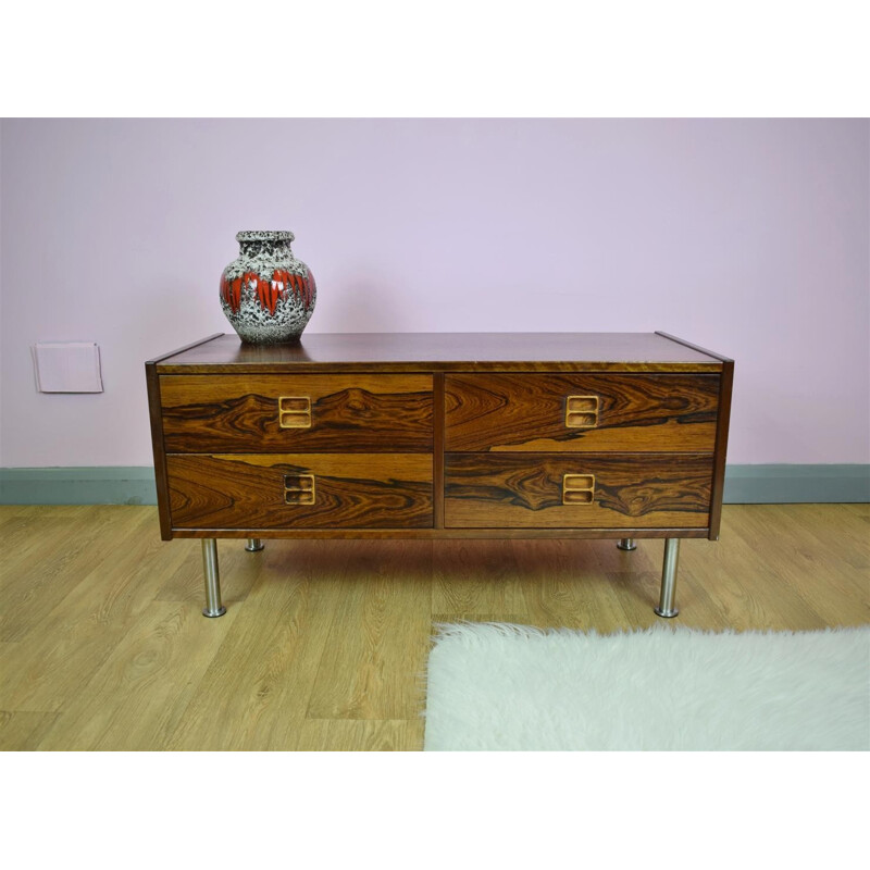 Vintage Retro Danish Rosewood Low Sideboard TV Cabinet Chest - 1970s