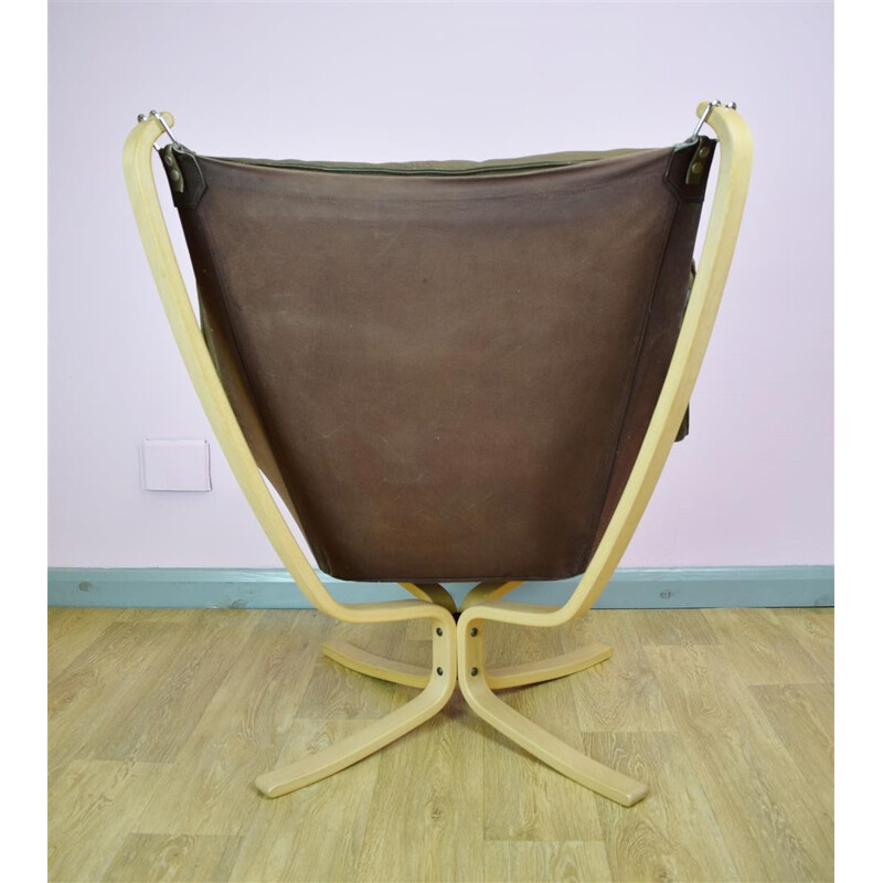 Vintage Danish Brown Leather Sigurd Ressell "Falcon" Lounge Chair - 1970s