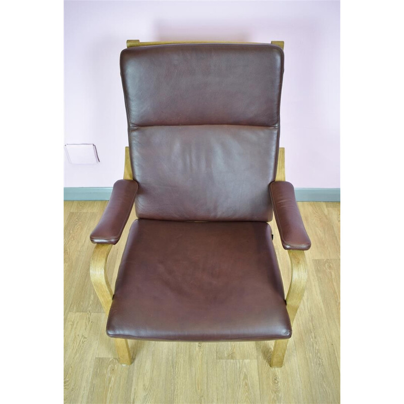 Vintage danish brown leather armchair by Skalma - 1970s