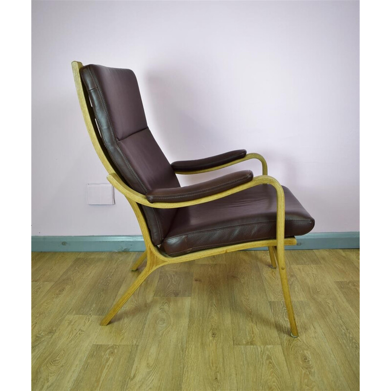 Vintage danish brown leather armchair by Skalma - 1970s