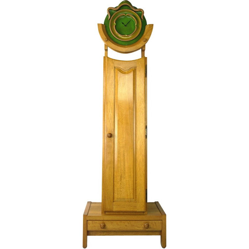 Horloge vintage en chêne par Guillerme et Chambron - 1950