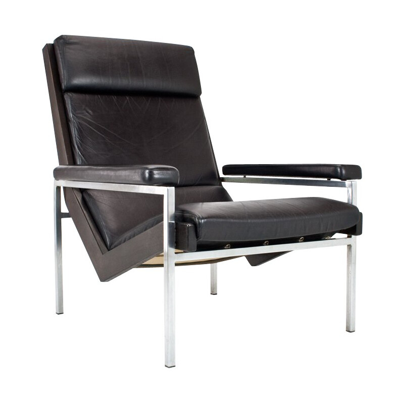 Lotus lounge chair in leather and metal, Rob PARRY - 1960s