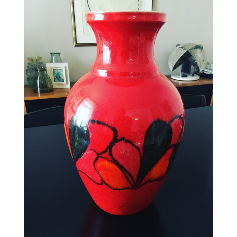 Grand vase rouge vintage - 1960