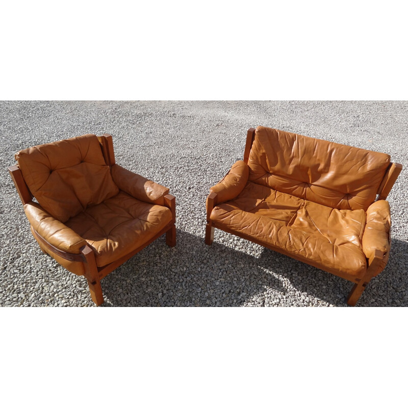 Set of 2 Armchairs and 1 Sofa, Pierre CHAPO - 1970s