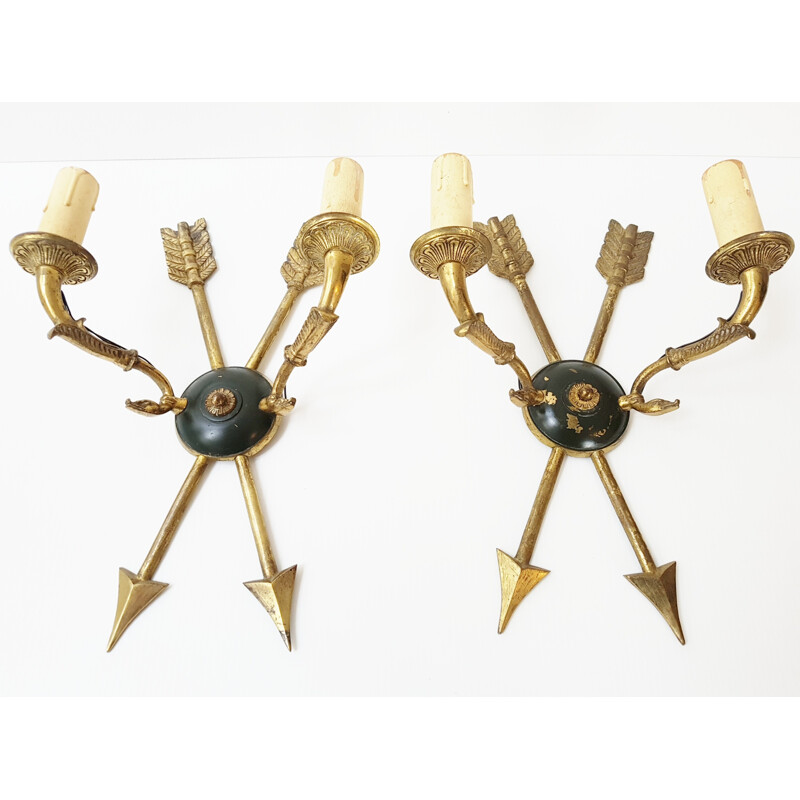 Set of 2 Arrow & Swan Wall lamps - 1950s