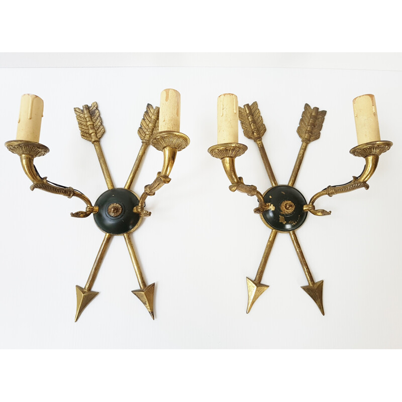 Set of 2 Arrow & Swan Wall lamps - 1950s