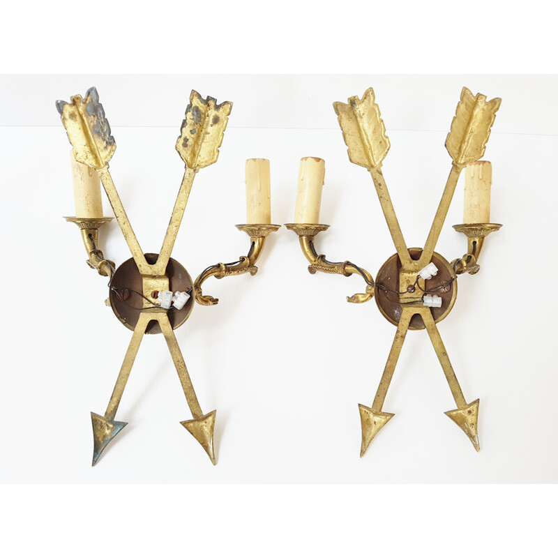 Set of 2 Arrow & Swan Wall lamps - 1950s