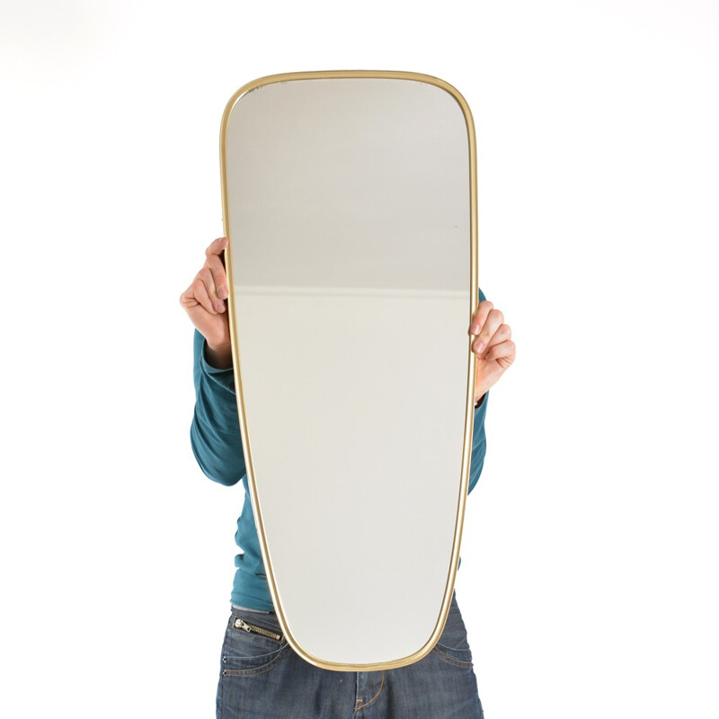 Vintage Wall Mirror in Brass Frame - 1970s