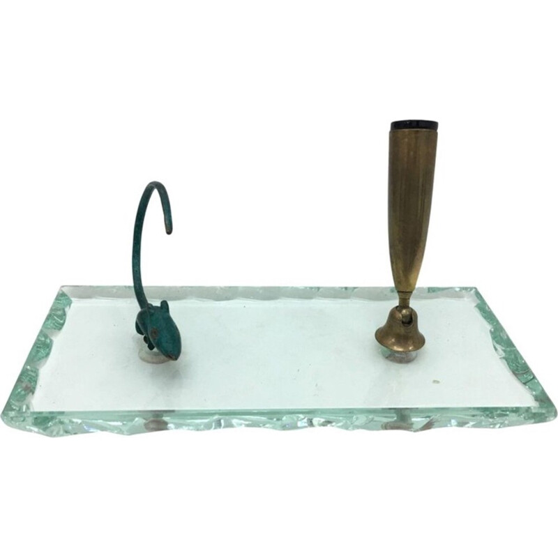 Porte-stylo vintage en verre de Verde Nilo - 1950
