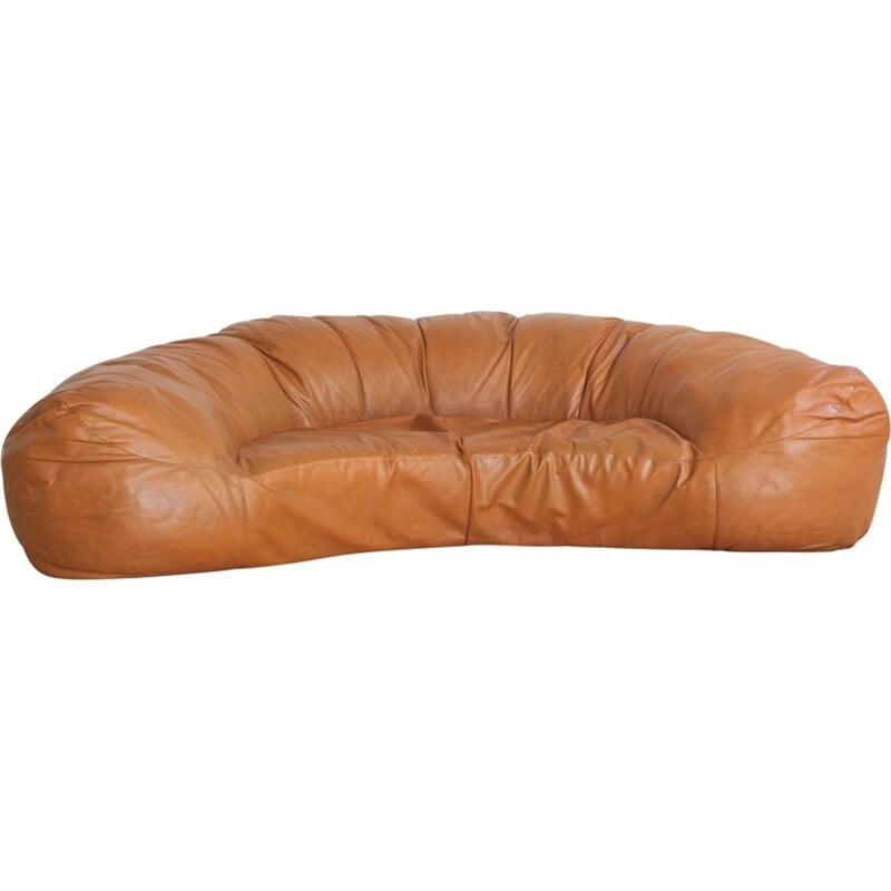 Leather croissant sofa by Raphael Raffel - 1970s