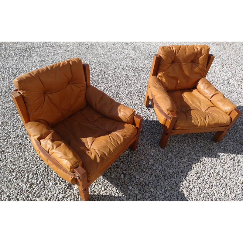 Set of 2 Armchairs and 1 Sofa, Pierre CHAPO - 1970s