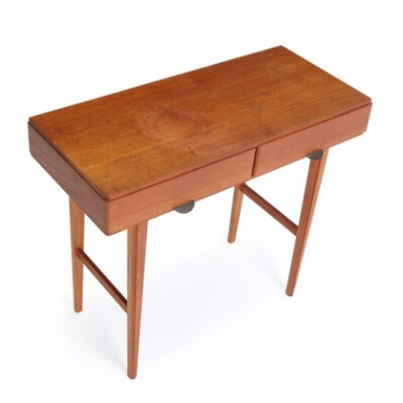 Table d'appoint vintage à tiroirs en teck - 1960