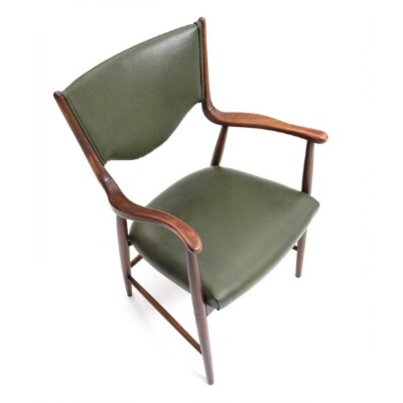 Chaise vintage rembourrée avec accoudoirs - 1940