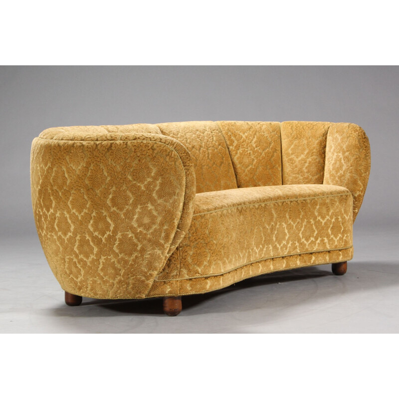 Vintage 3-seater sofa in velvet - 1950s