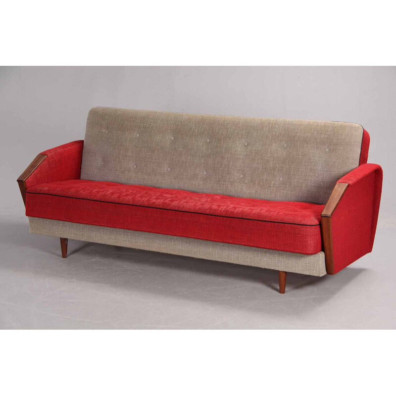 Two-tone 3-seater vintage sofa bed - 1950s