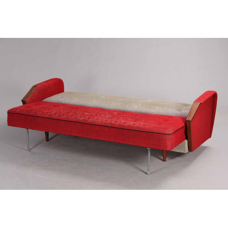 Two-tone 3-seater vintage sofa bed - 1950s