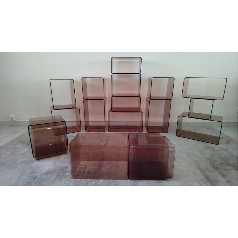 Complete suite of 18 cubes-shelf by Roche Bobois - 1970s