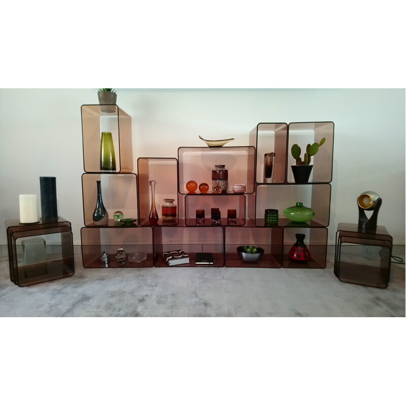 Complete suite of 18 cubes-shelf by Roche Bobois - 1970s