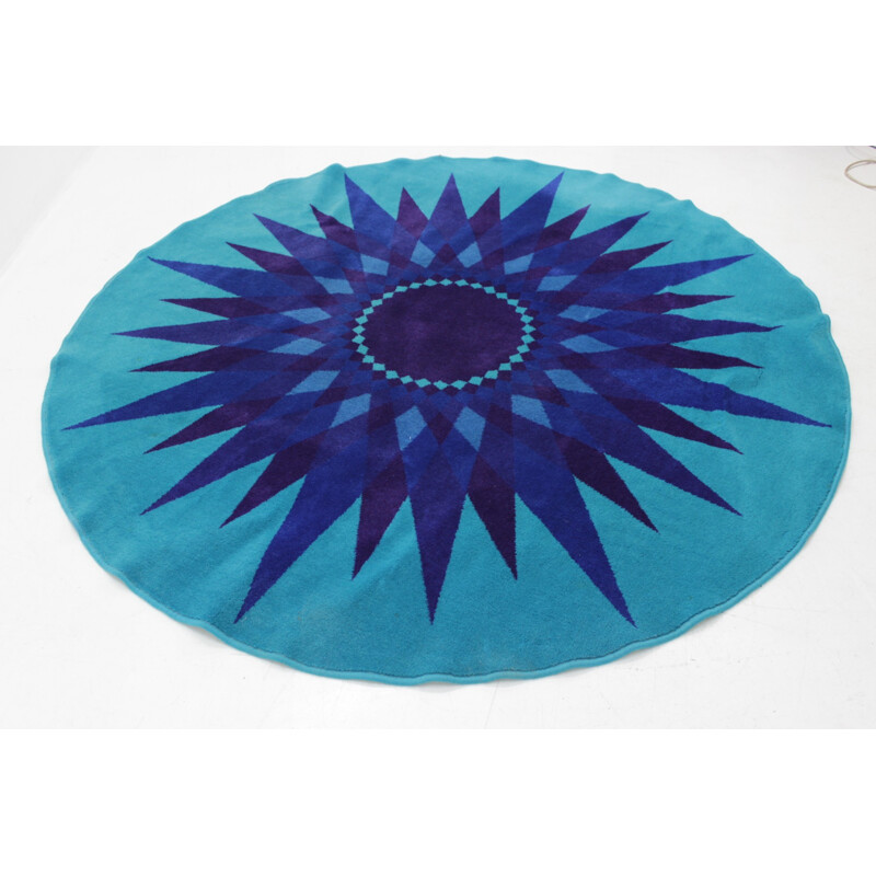 Tapis rond vintage par Hojer Eksport Wilton - 1970