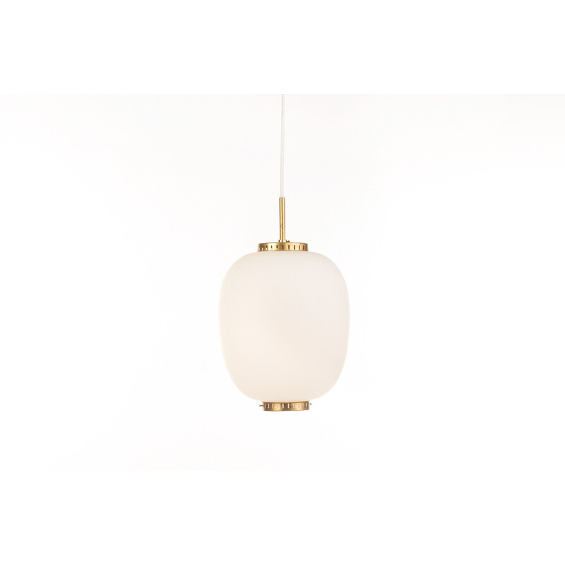 Vintage white Kina pendant by Bent Karlby for Lyfa - 1960s