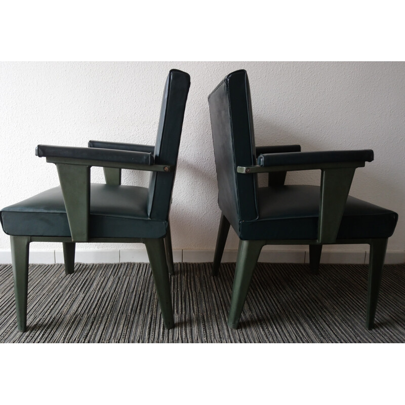 Pair of vintage industrial armchairs - 1950s