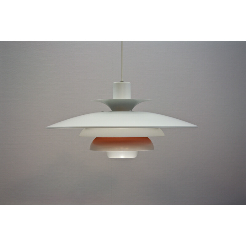 Vintage white pendant lamp for Jeka Metaltryk - 1960s