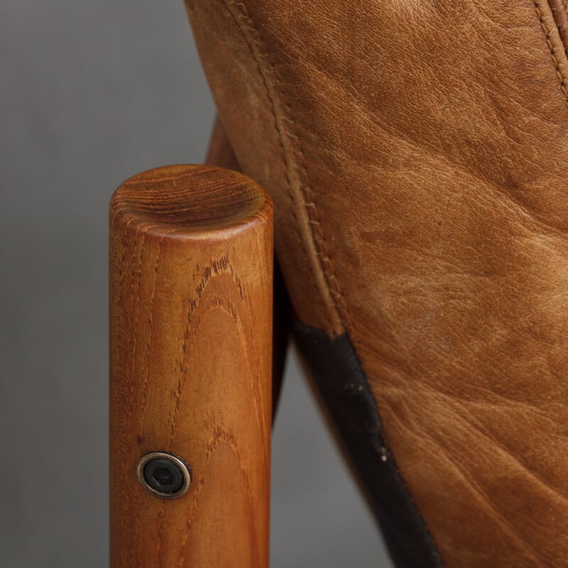 Vintage teak armchair in cognac leather by Grete Jalk - 1960s