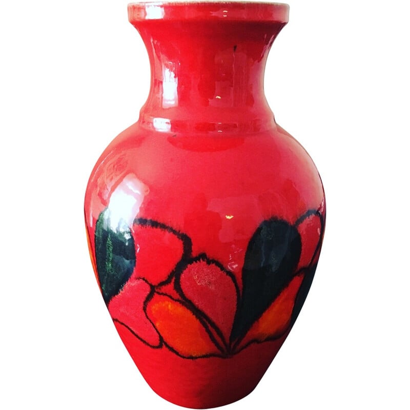 Grand vase rouge vintage - 1960
