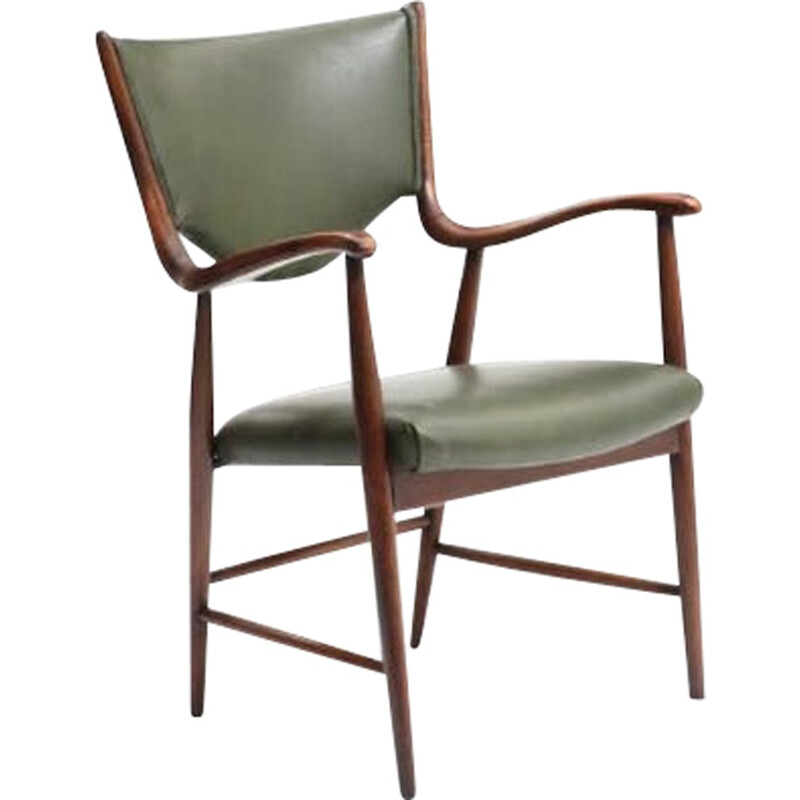 Chaise vintage rembourrée avec accoudoirs - 1940