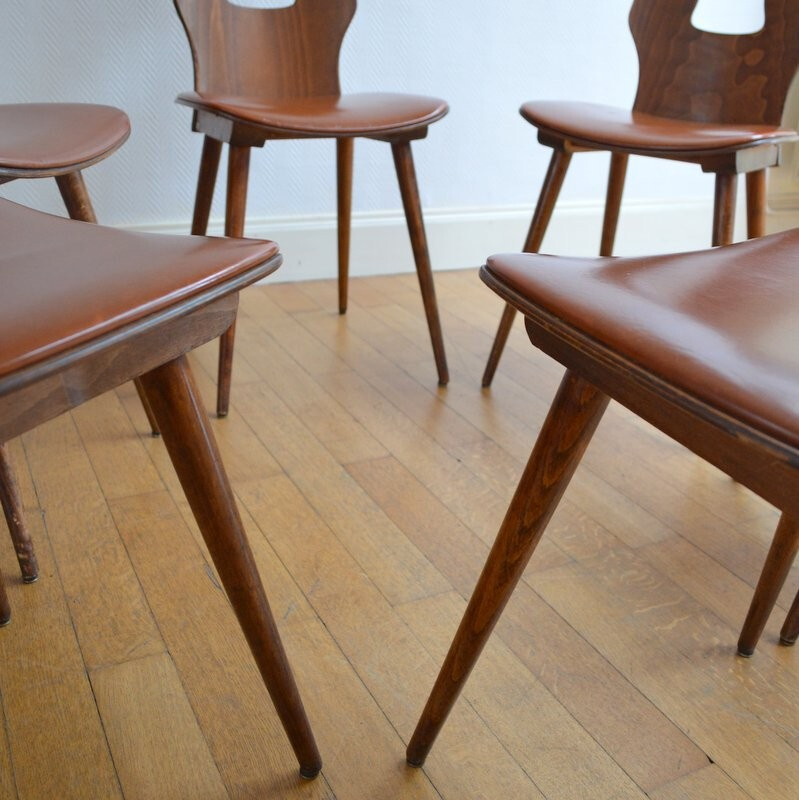 Suite de 6 chaises "Gentiane" vintage par Baumann - 1950
