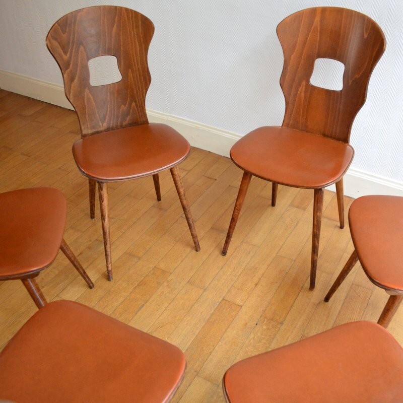 Suite de 6 chaises "Gentiane" vintage par Baumann - 1950