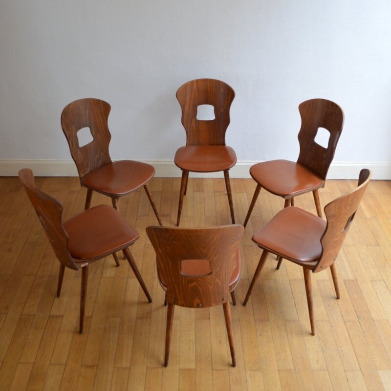 Suite de 6 chaises "Gentiane" vintage par Baumann - 1950