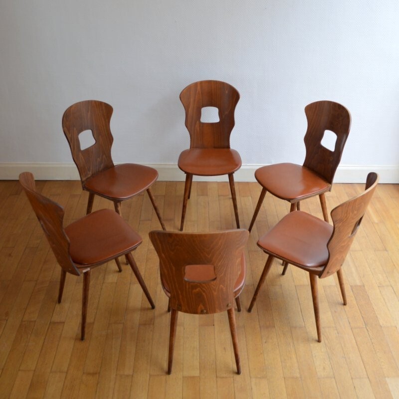 Vintage set of 6 Gentiane chairs by Baumann - 1950s