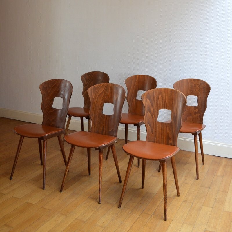 Suite de 6 chaises "Gentiane" vintage par Baumann - 1950