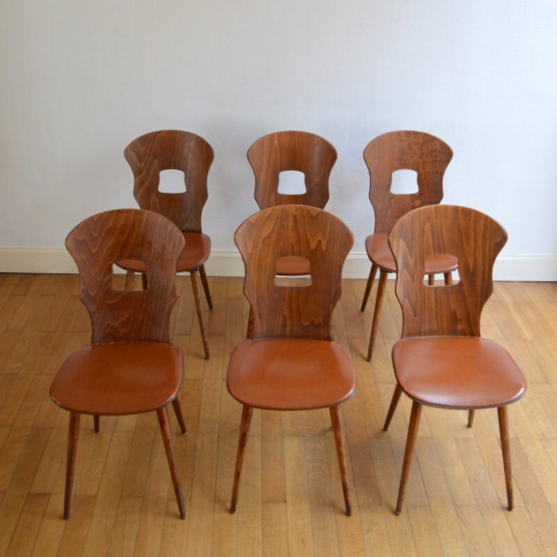 Suite de 6 chaises "Gentiane" vintage par Baumann - 1950