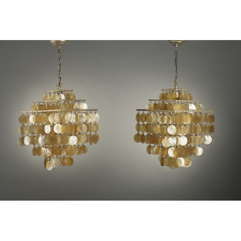 Set of 2 pearl hanging lamp - 1970s