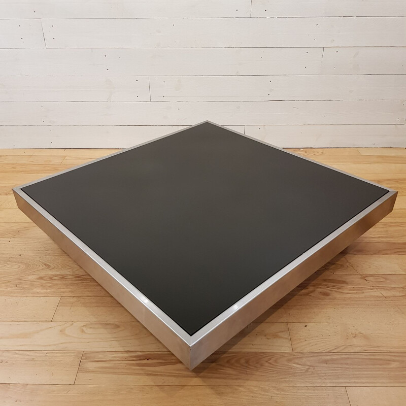 Large black coffee table by Willy Rizzo - 1970s