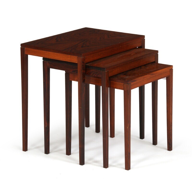 Vintage set of 3 rosewood nesting tables - 1960s