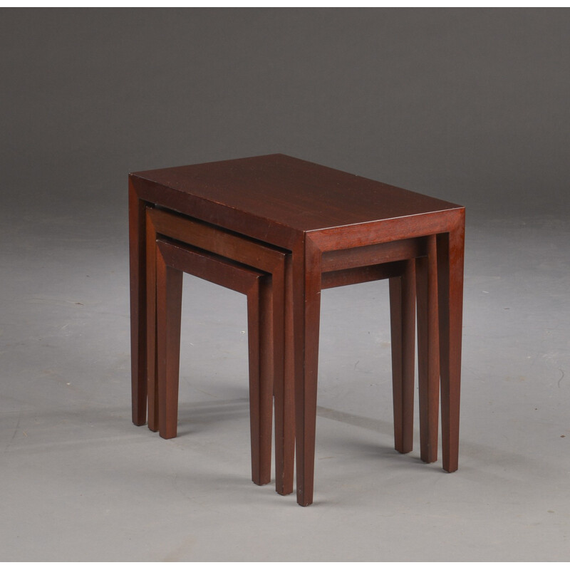 Vintage set of 3 Mahogany Nesting Tables by Severin Hansen - 1960s