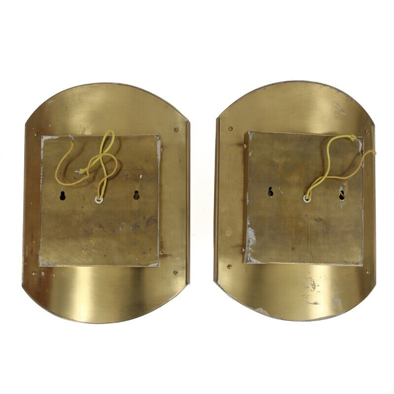 Set of 2 vintage scandinavian wall lamps in brass - 1960s