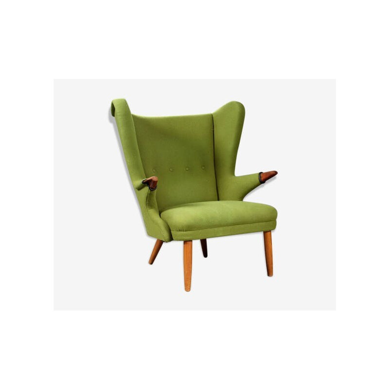 Vintage armchair with green Wool - 1950s
