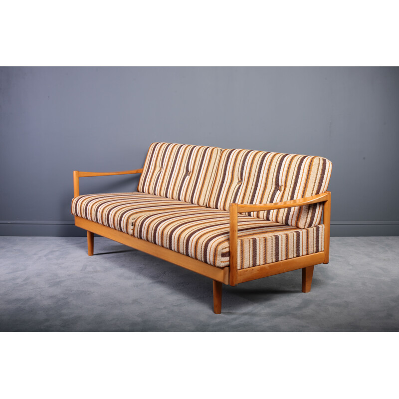 Vintage extendable sofa in oak - 1960s