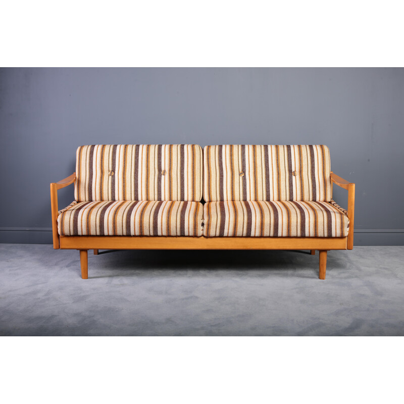 Vintage extendable sofa in oak - 1960s