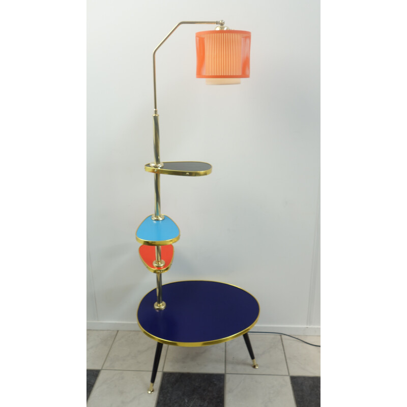 Table multi-niveaux vintage avec lampe - 1960